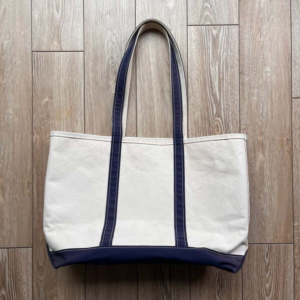 L.L. Bean Boat and Tote Canvas Bag Navy Long Handle